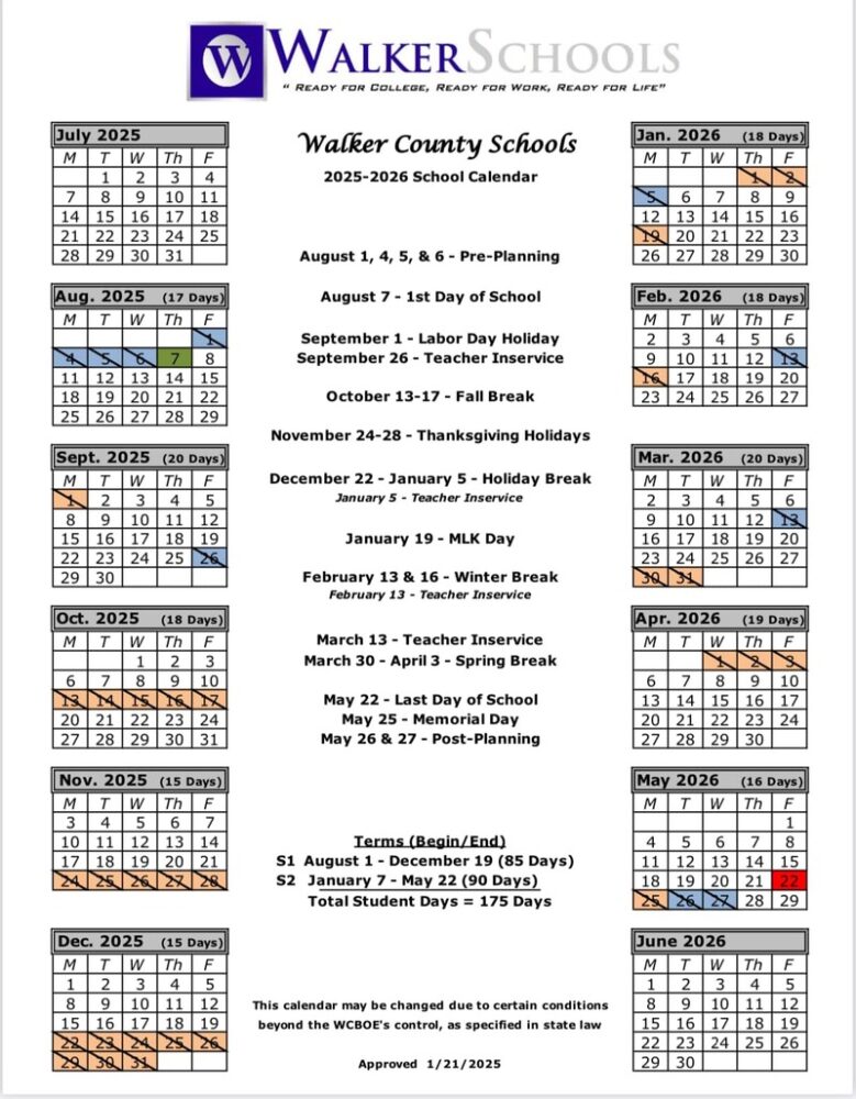 The Walker County 20252026 School Calendar Discover Walker